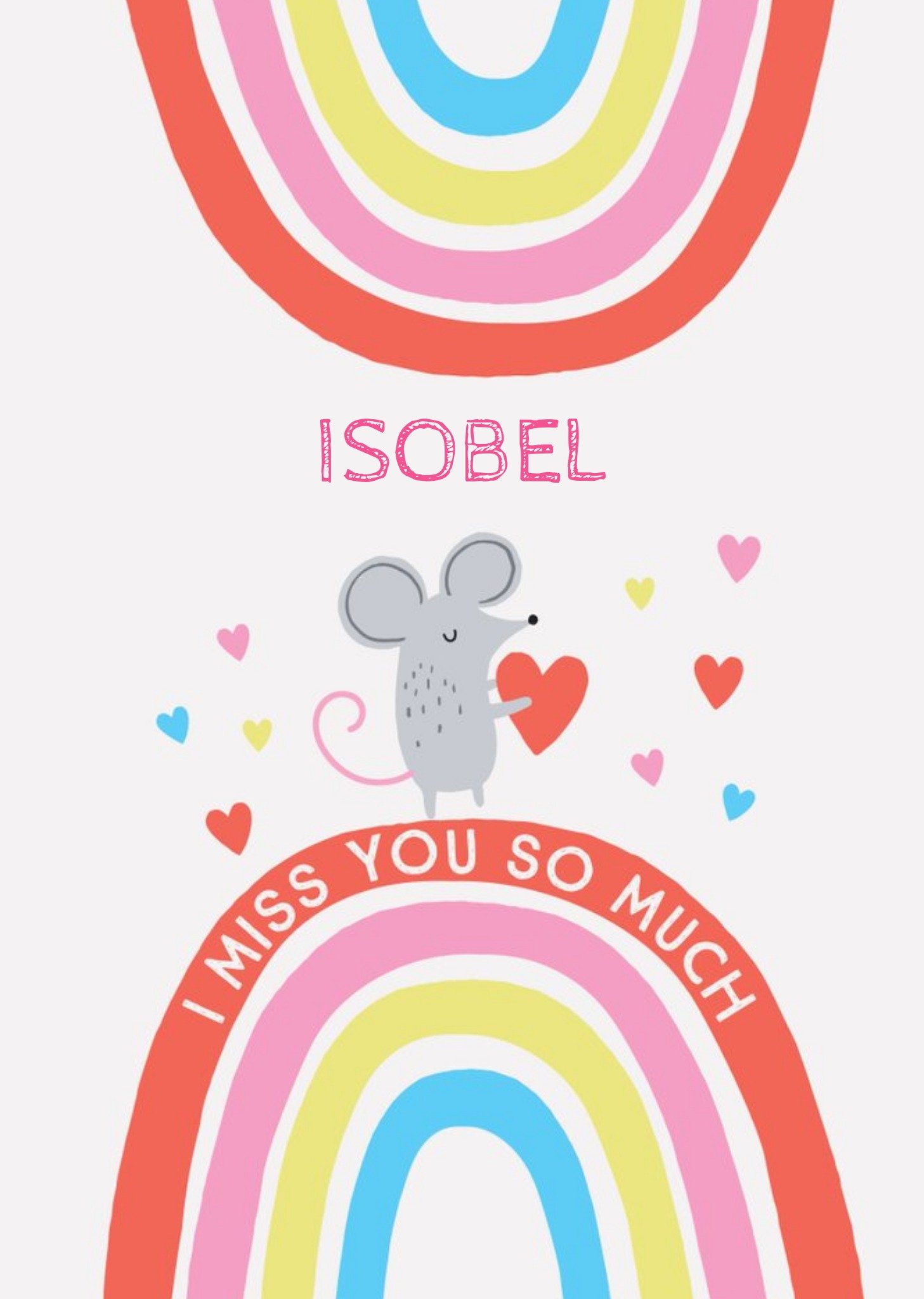 Love Hearts Natalie Alex Designs Illustrated Rainbow Hearts Miss You Card Ecard