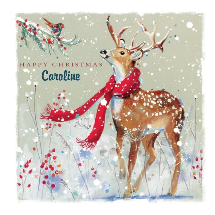 Ling Design Personalised Christmas Card With Reindeer