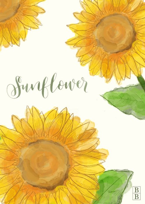 Golden Yellow Sunflower Flowers Personalised Card