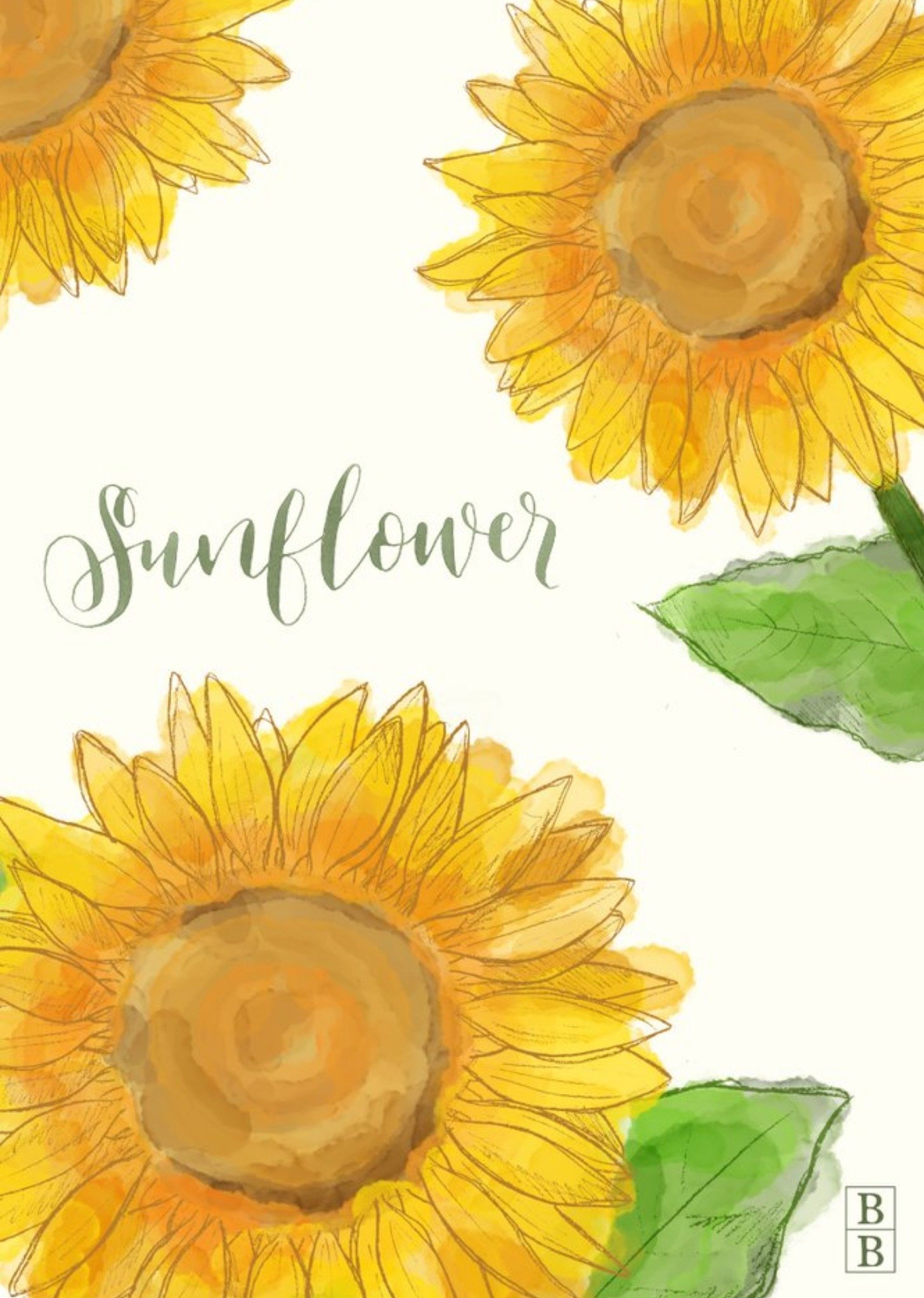 Golden Yellow Sunflower Flowers Personalised Card Ecard