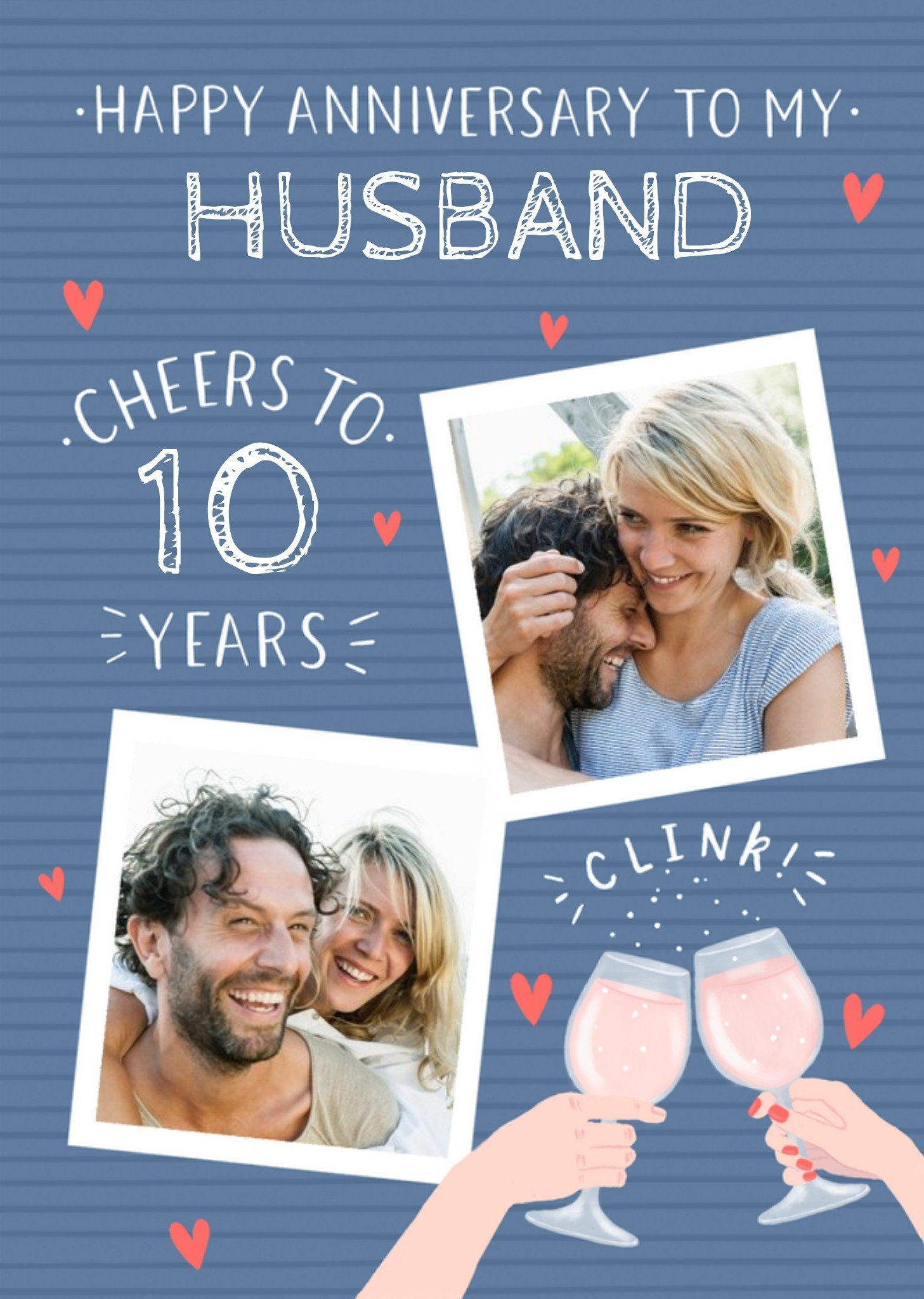 Illustrated Photo Upload Husband Anniversary Card Ecard