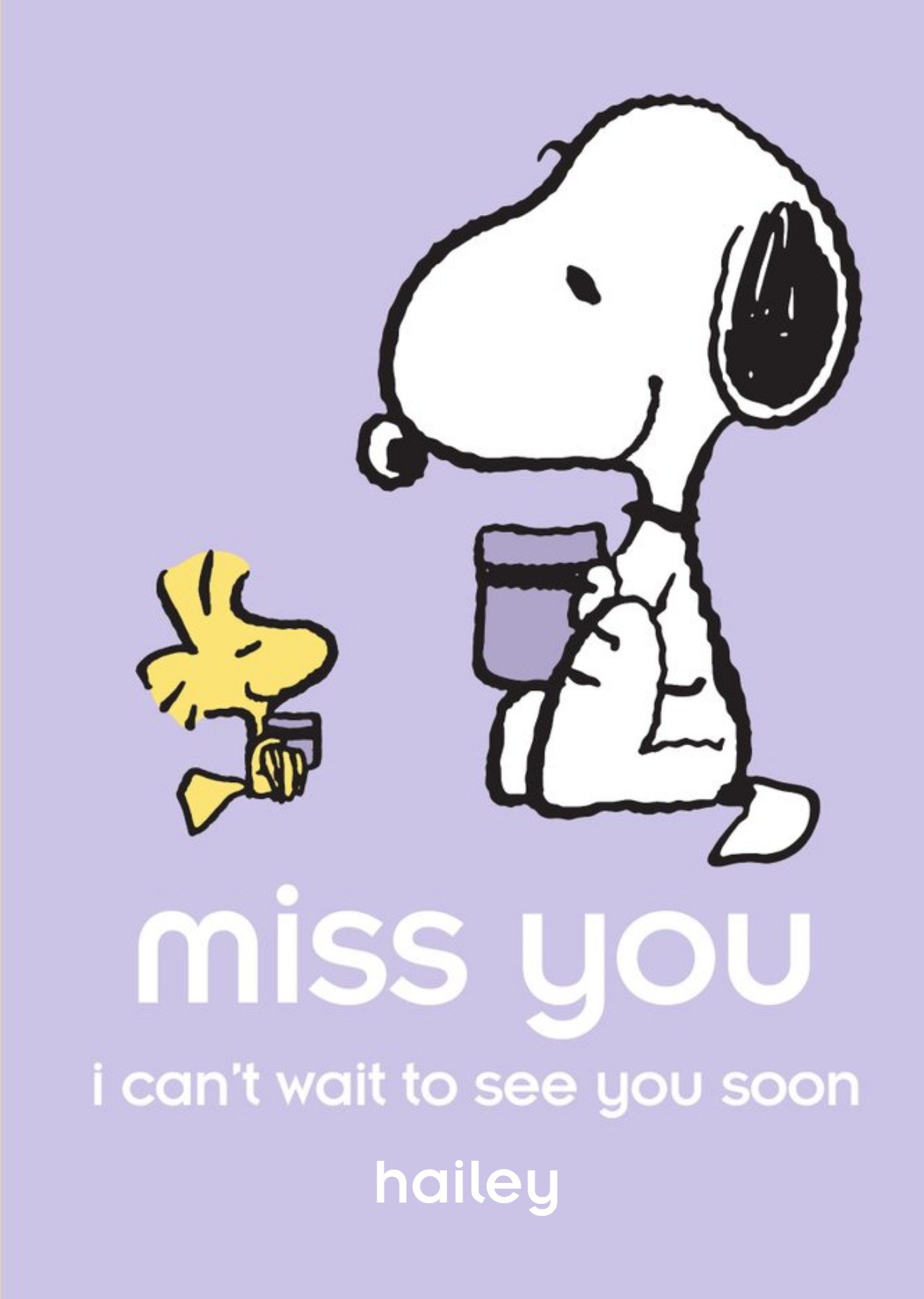 Cute Peanuts Snoopy Miss You Personalised Card Ecard