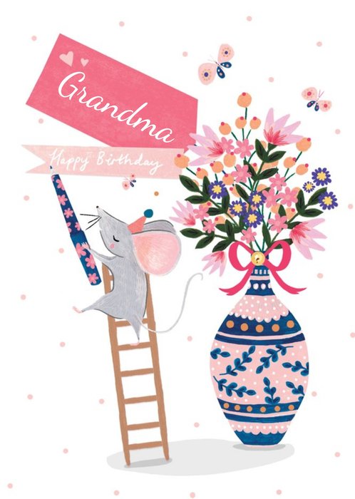 Waffle Cute Illustrated Mouse Grandma Birthday Card