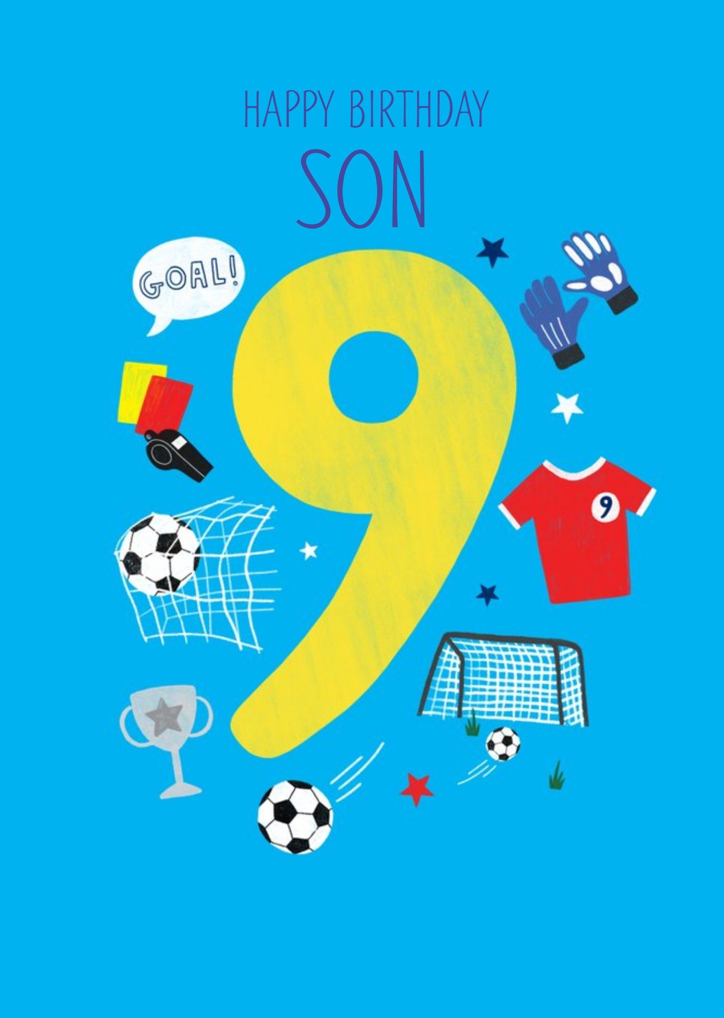 Moonpig Happy Birthday Son Football themed 9th Birthday Card, Large