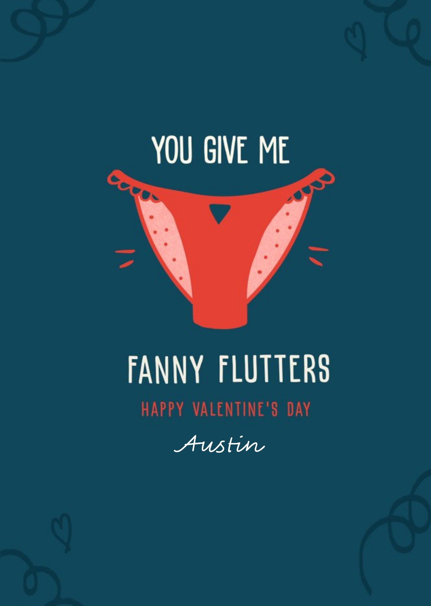 Moonpig You Make My Fanny Flutter Valentines Card, Large