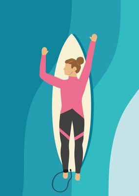 Illustrated Female Surfer Card