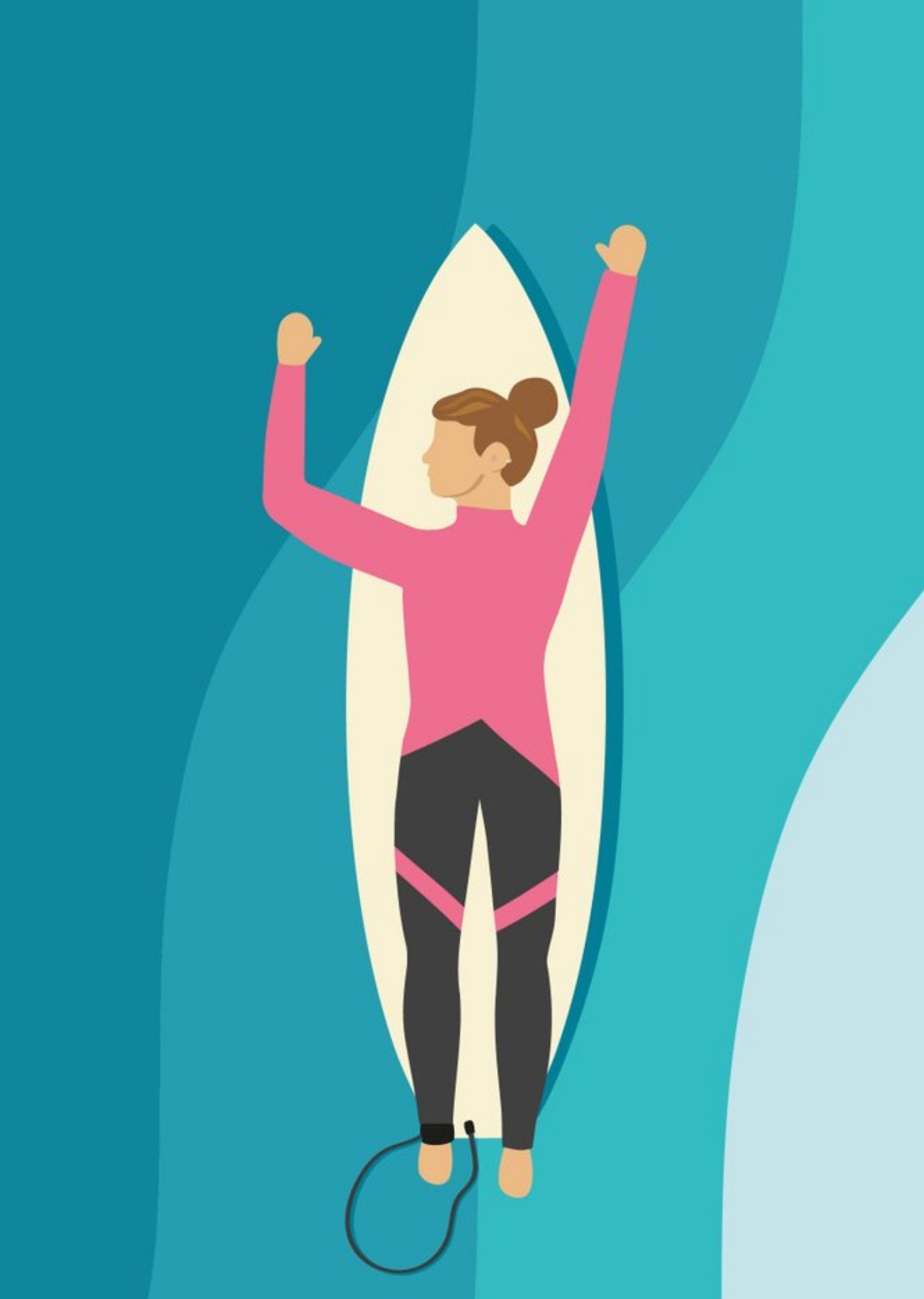 Illustrated Female Surfer Card Ecard