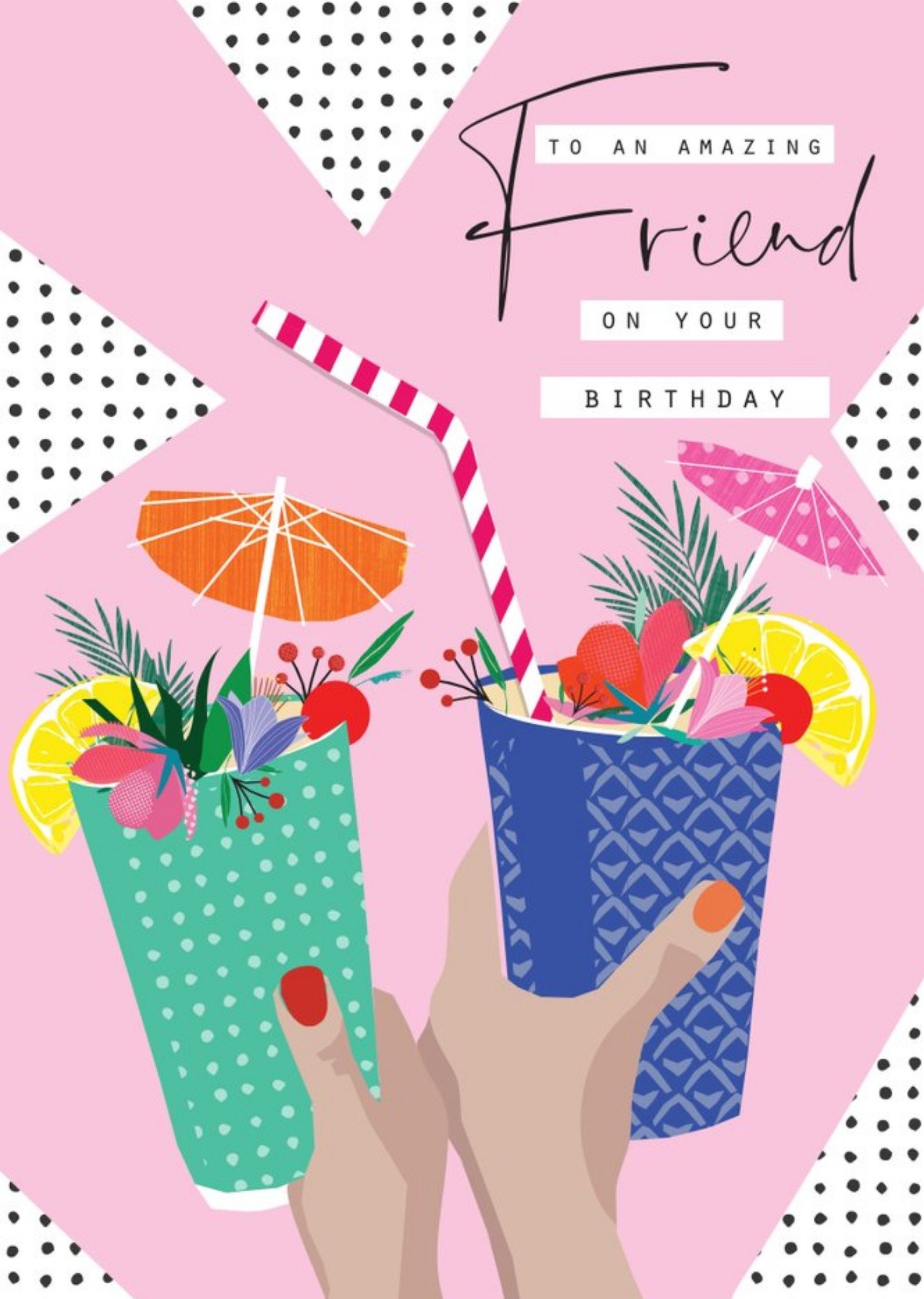 Friends Laura Darrington Abstract Illustration Drink Friend Birthday Pink Card Ecard