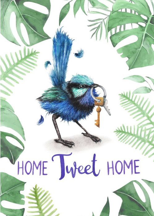 Illustration Of A Blue Wren New Home Card