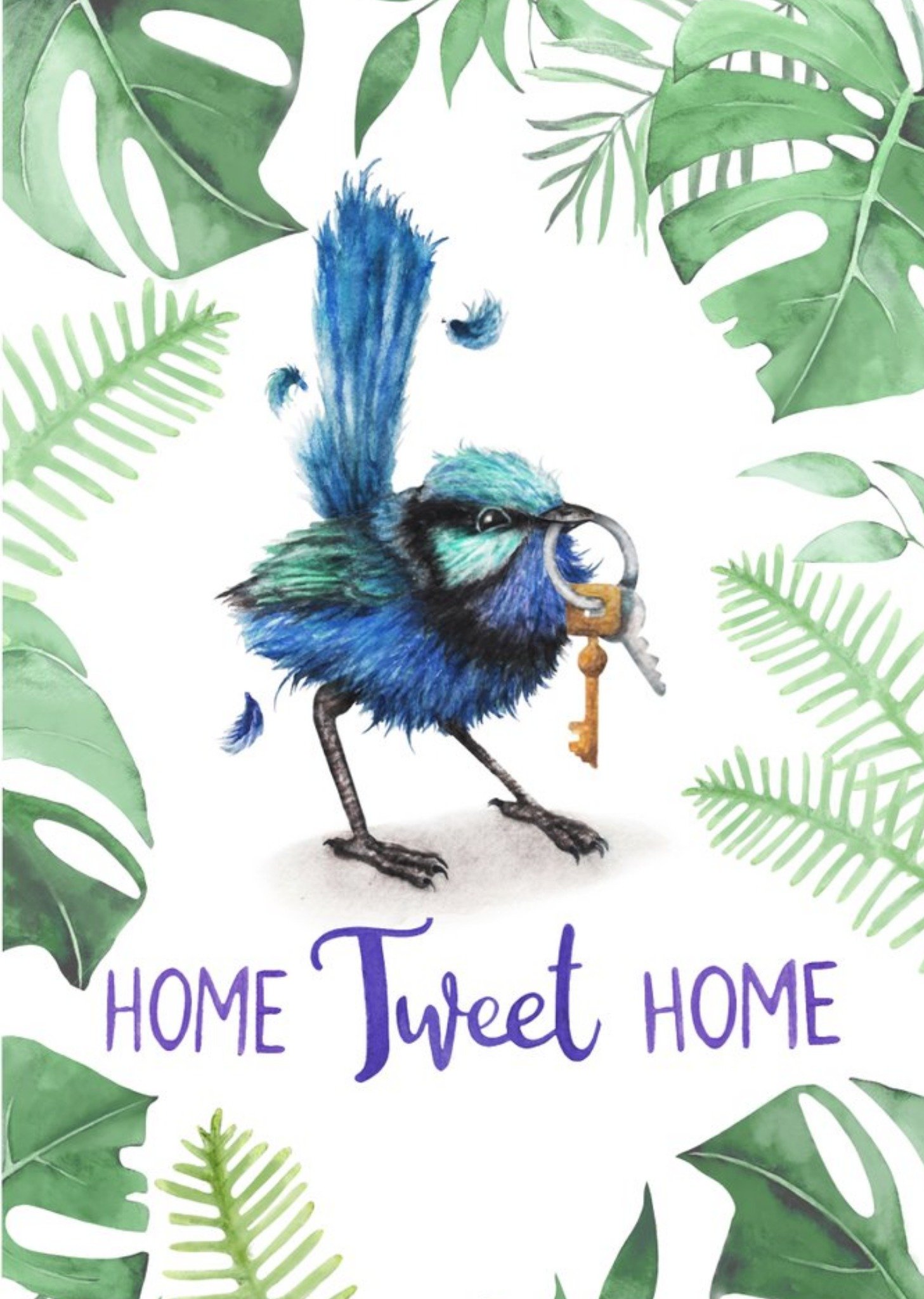 Moonpig Illustration Of A Blue Wren New Home Card Ecard