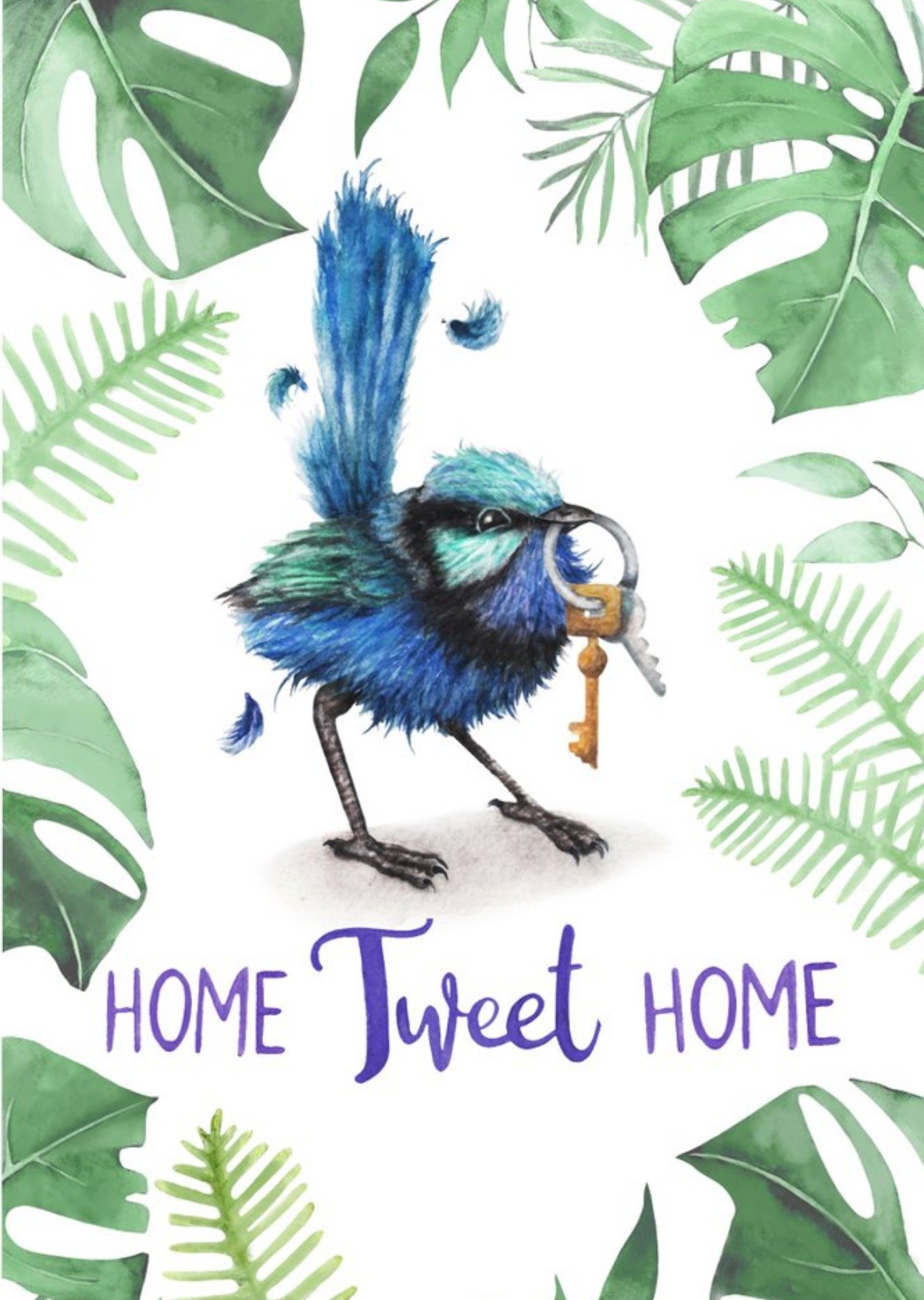 Illustration Of A Blue Wren New Home Card Ecard