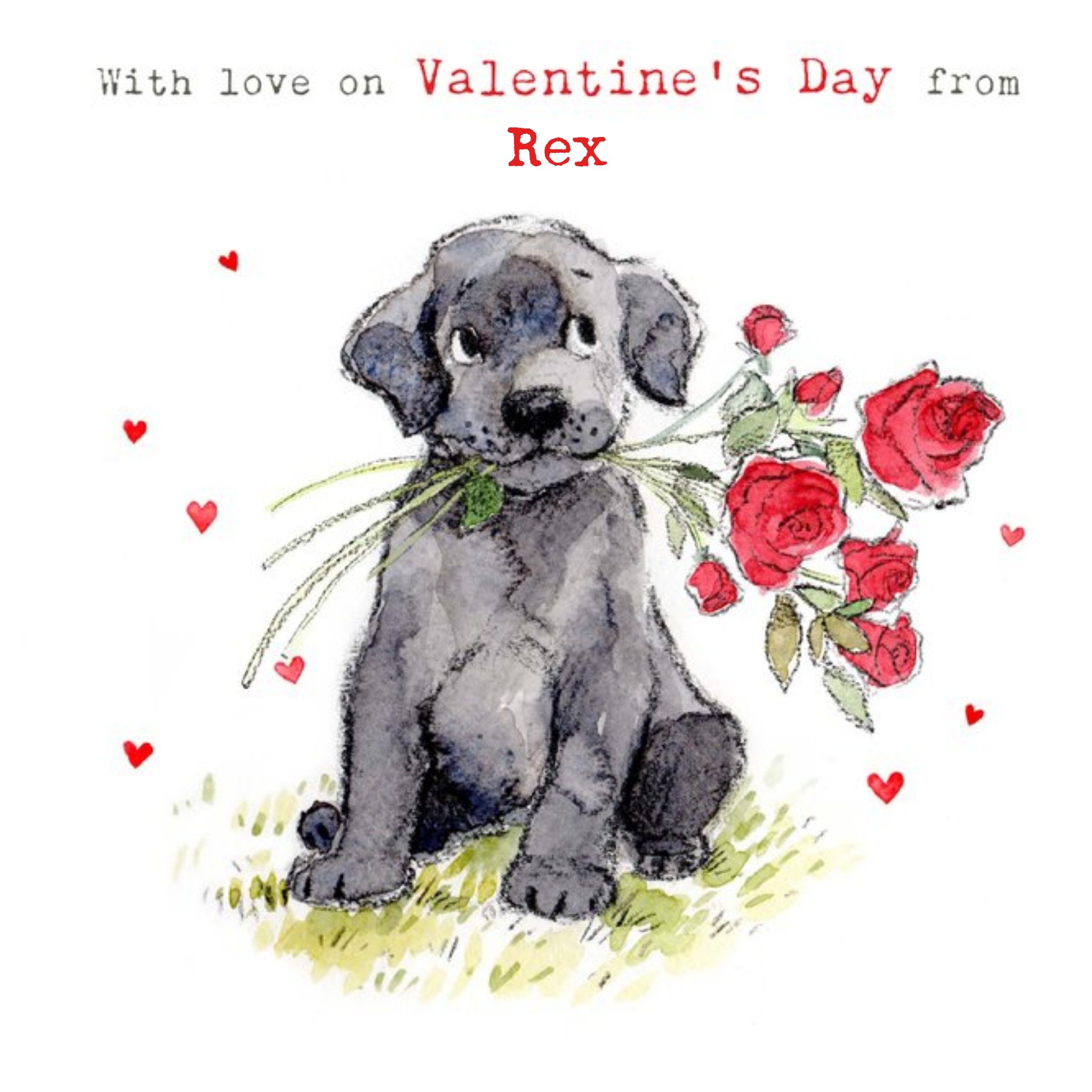 Moonpig Cute Black Labrador Puppy Valentine's Day Card, Large