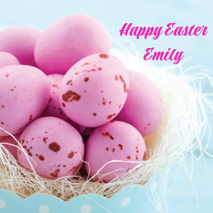 Bright Pink Eggs Personalised Easter Card