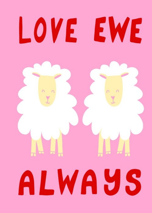 Illlustrated Sheep Pun Love Ewe Always Valentines Day Card