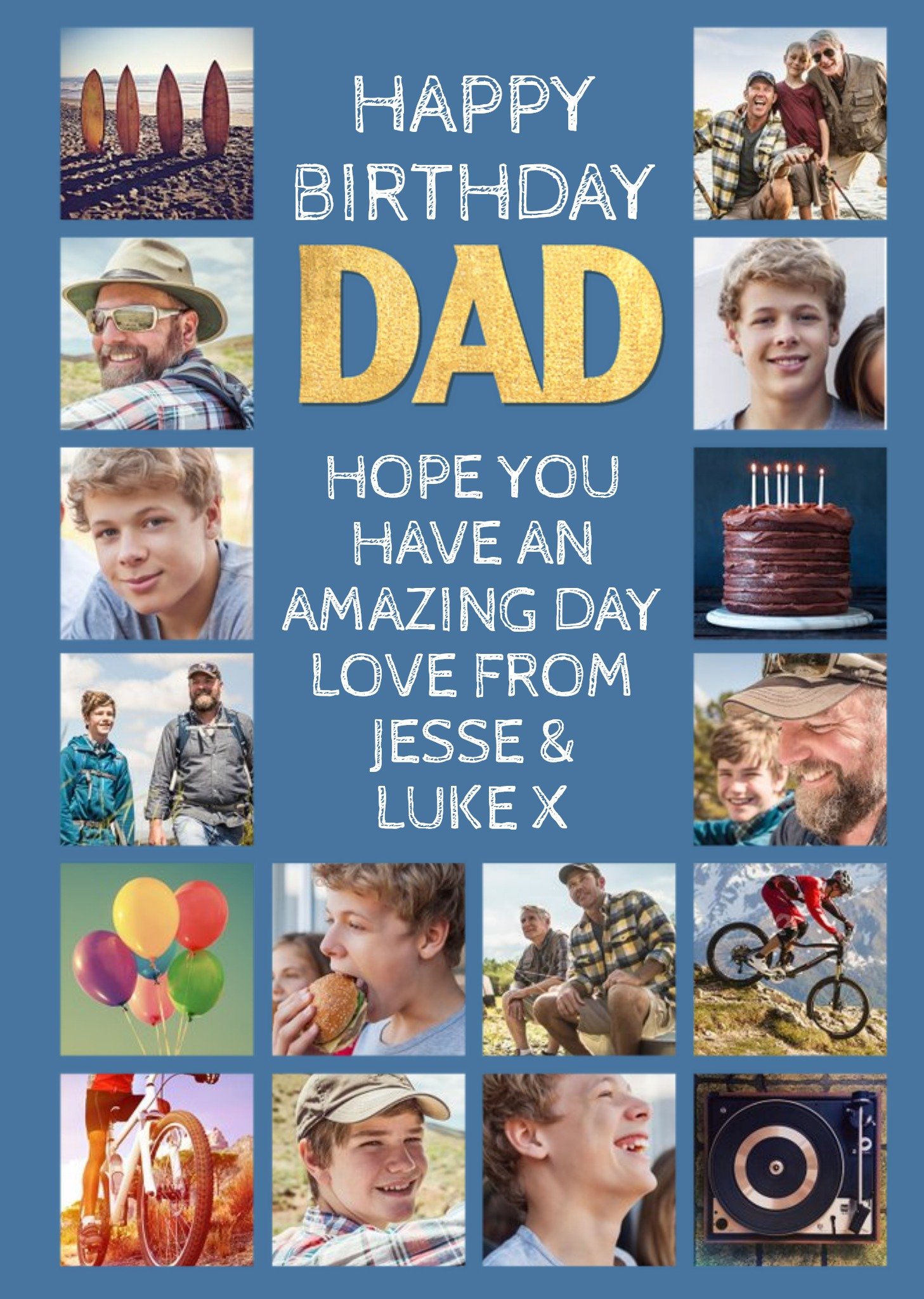 Moonpig Happy Birhday Dad Multiple Photo Upload Birthday Card, Large