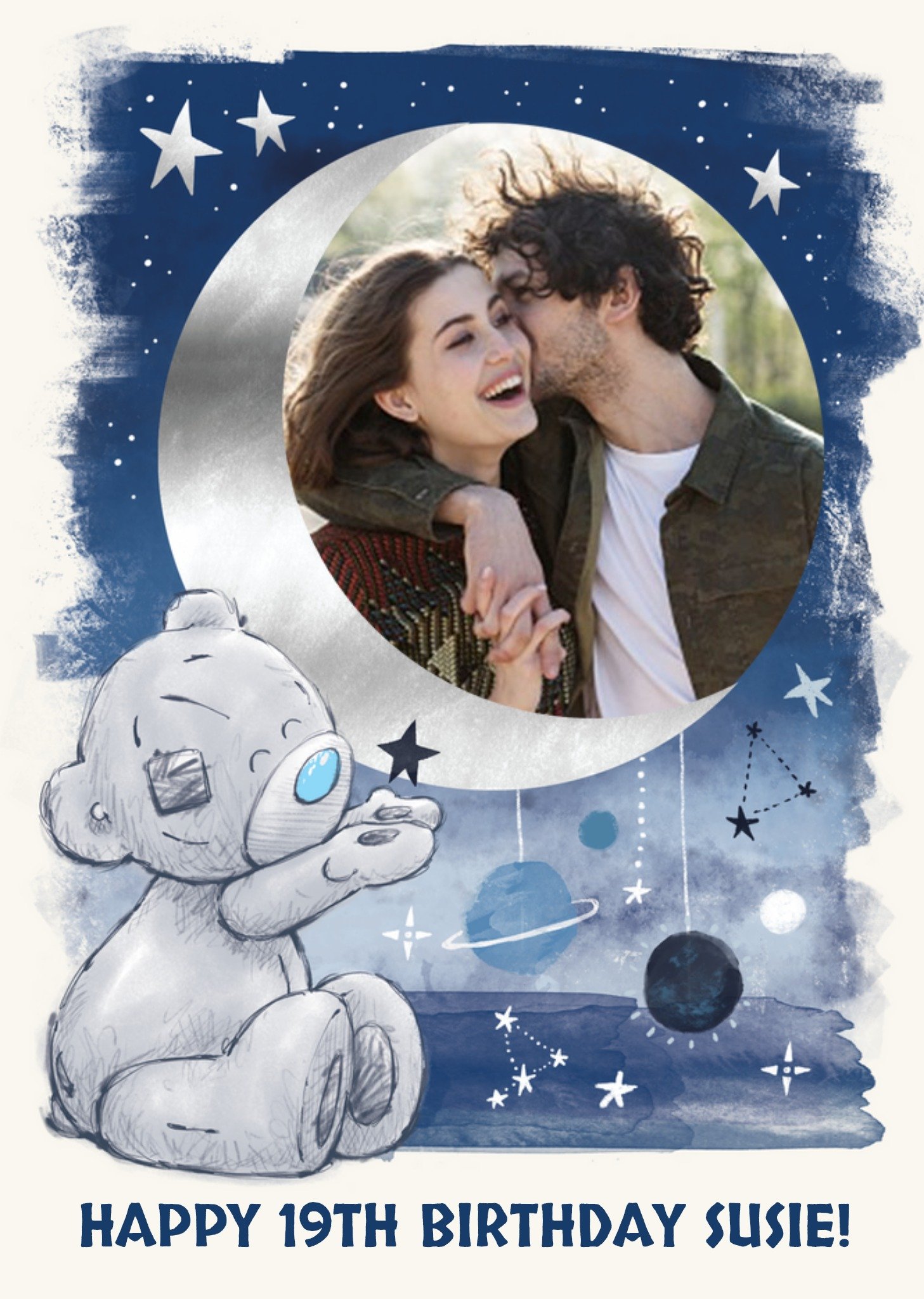 Me To You Tatty Teddy Space Themed Cute Birthday Photo Upload Card Ecard