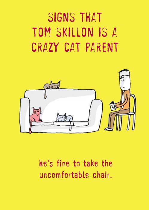 Personalised Name Crazy Cat Parent Card