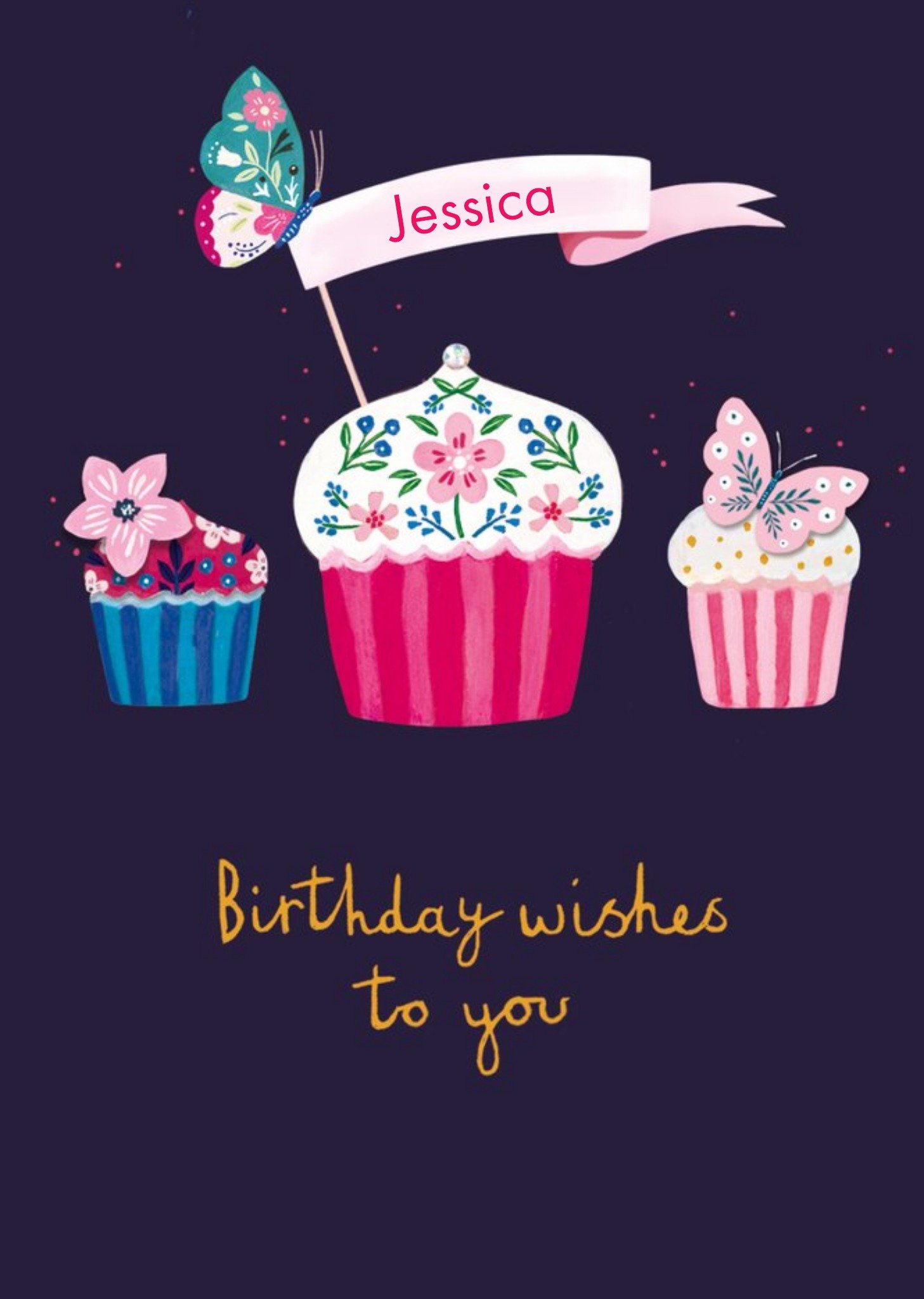 Illustration Of Colourful Cupcakes Birthday Card Ecard