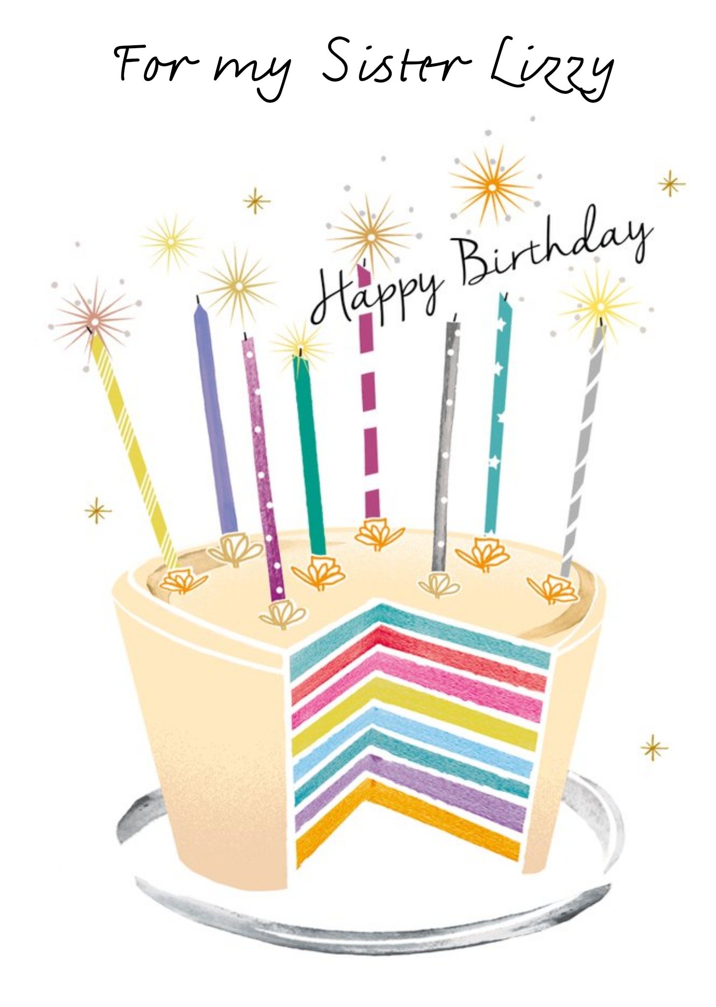 Moonpig Birthday Cake Design For My Sister Happy Birthday Card Ecard