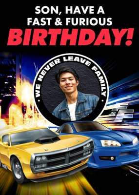 Fast and Furious Son Photo Upload Birthday Card