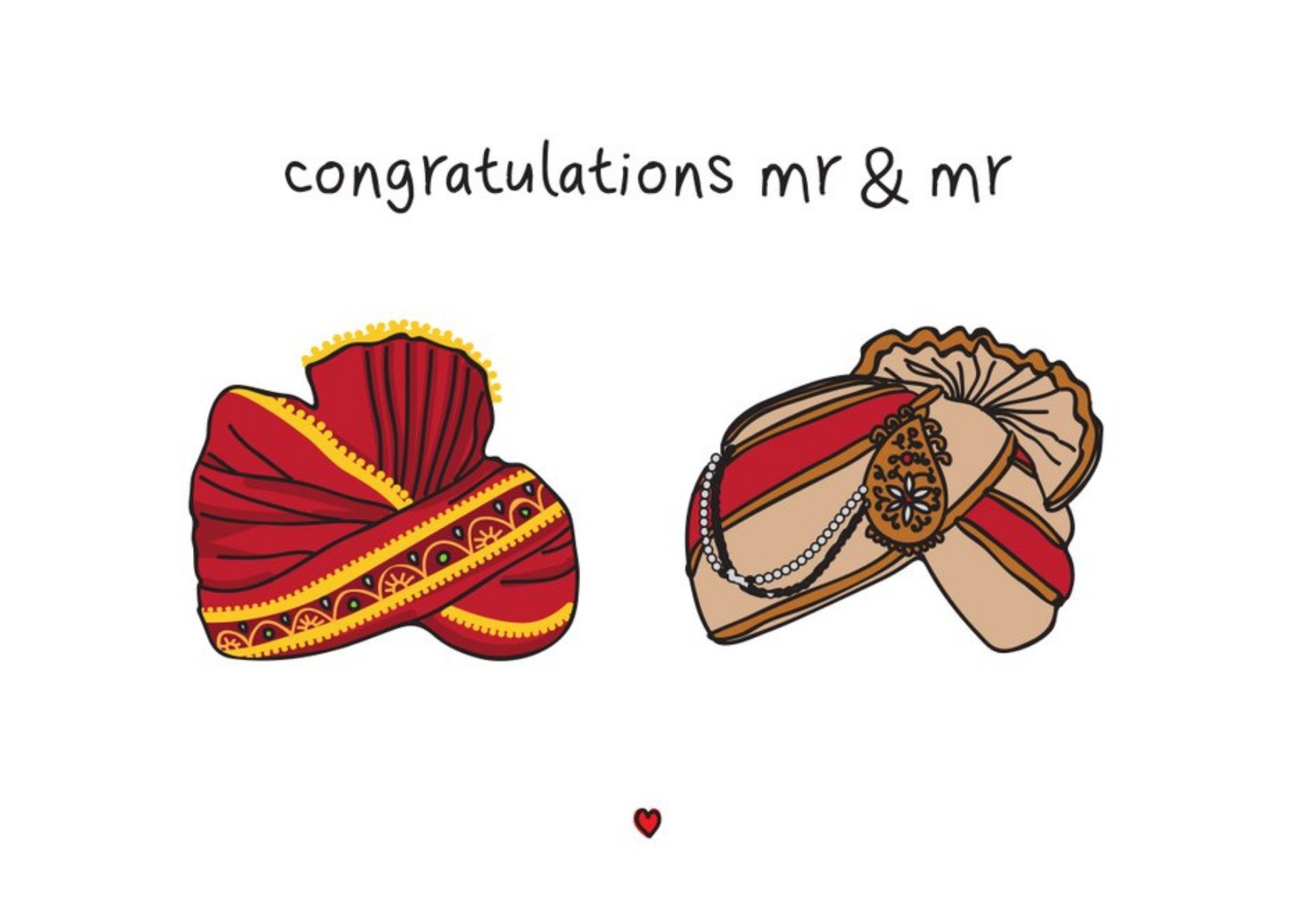 Moonpig The Playful Indian Congratulations Mr & Mr LGBTQ+ Wedding Card, Large