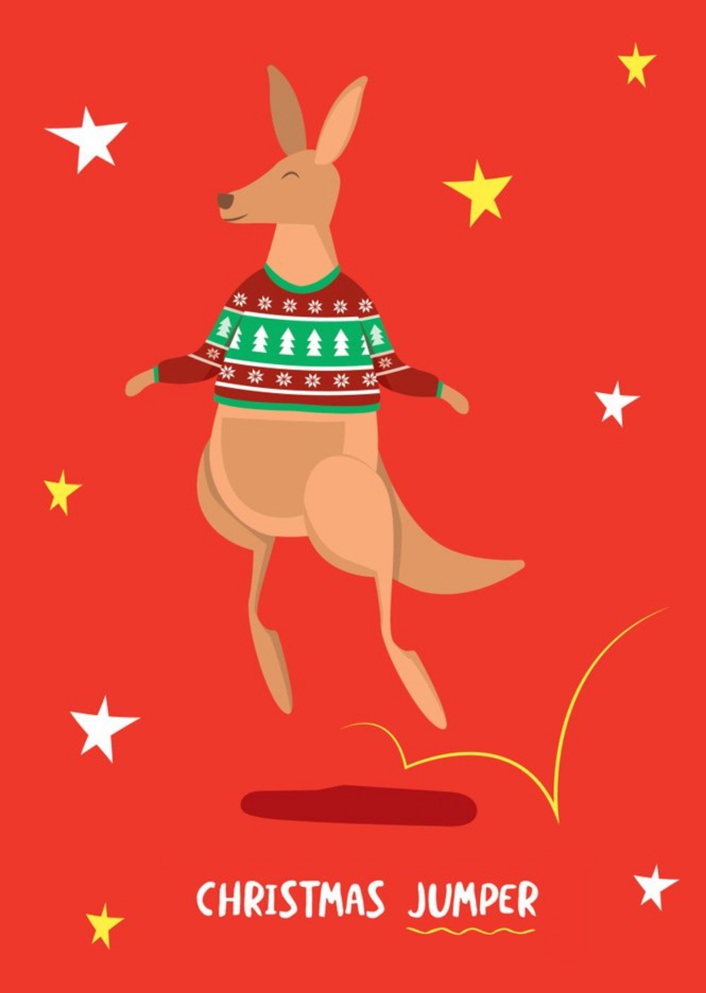 Moonpig Funny Kangaroo Christmas Jumper Card, Large