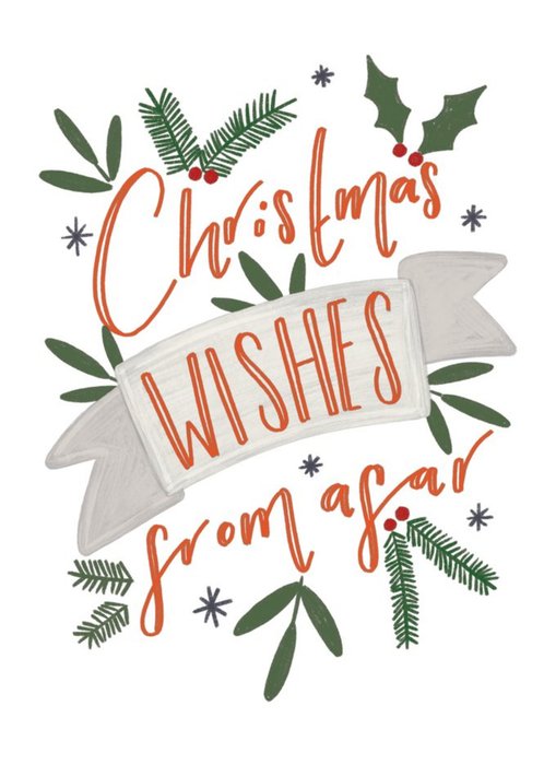 Christmas Wishes From Afar Typographic Card