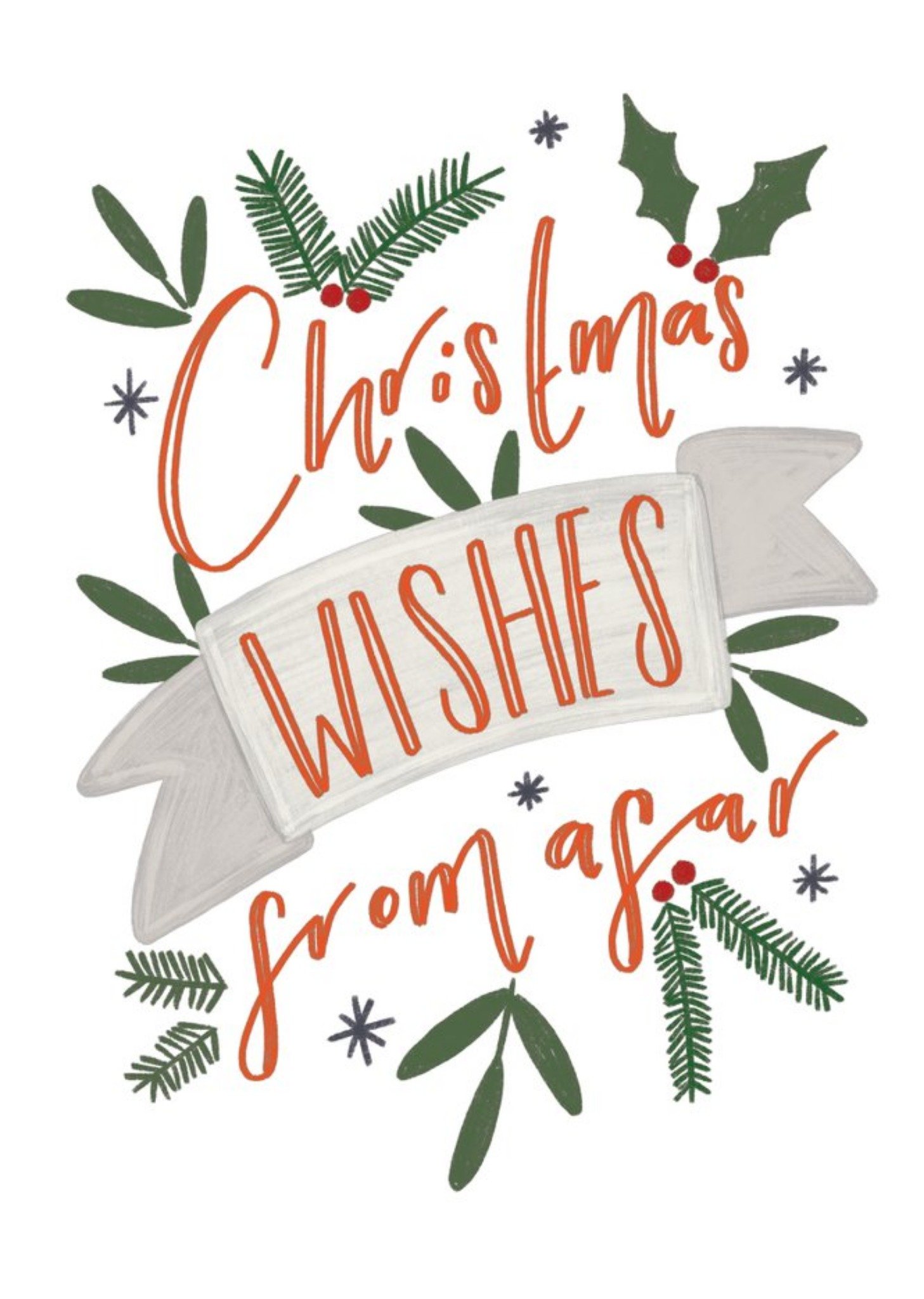 Christmas Wishes From Afar Typographic Card