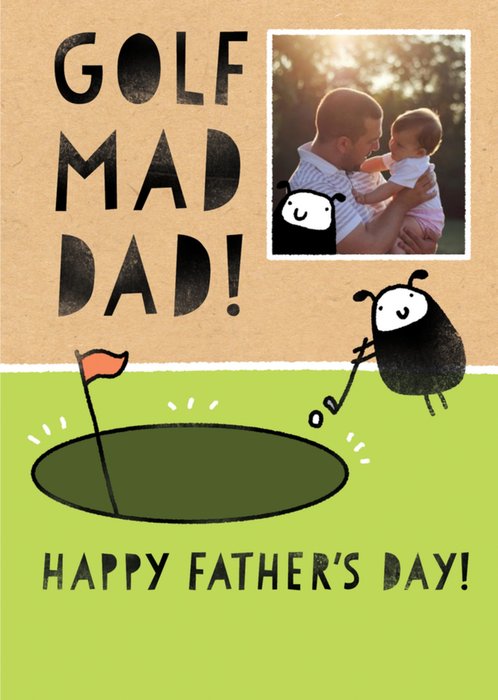 Cute Illustration of a Sheep Playing Golf Golf Mad Dad Personalised Fathers Card Day