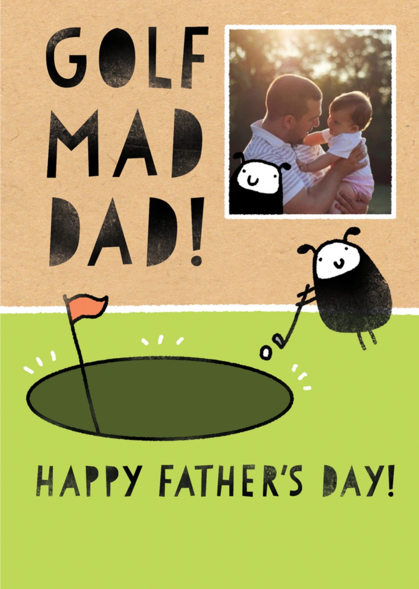 Moonpig Cute Illustration Of A Sheep Playing Golf Golf Mad Dad Personalised Fathers Card Day, Large