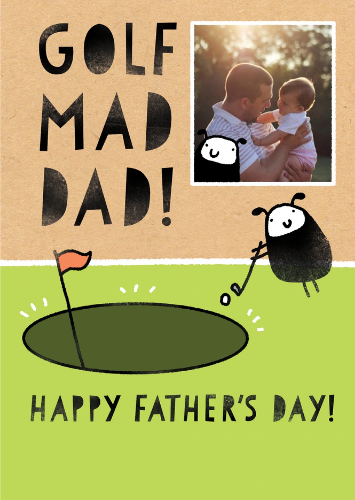 Cute Illustration Of A Sheep Playing Golf Golf Mad Dad Personalised Fathers Card Day