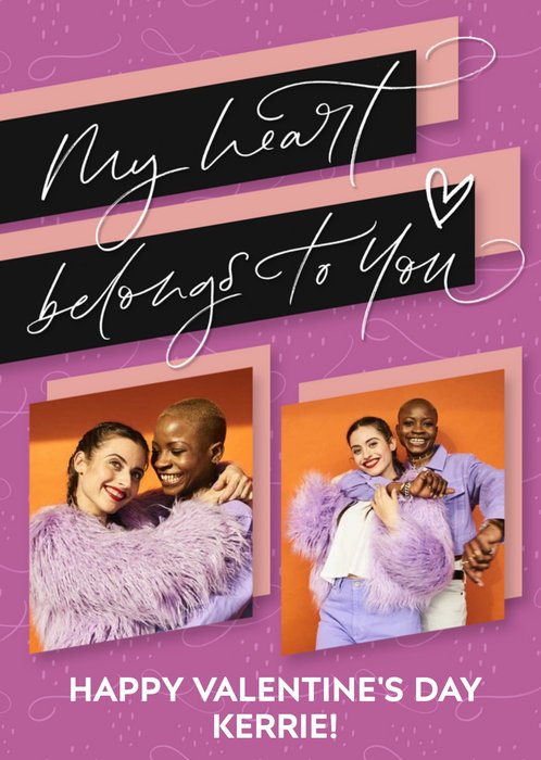 Handwritten Typography With Two Photo Frames On A Funky Background Valentine's Day Photo Upload Card
