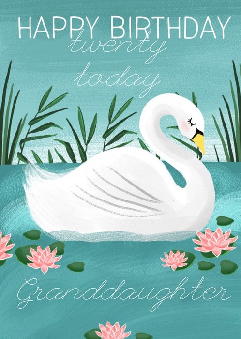 Okey Dokey Cute Illustrated Swan Granddaughter Birthday Card