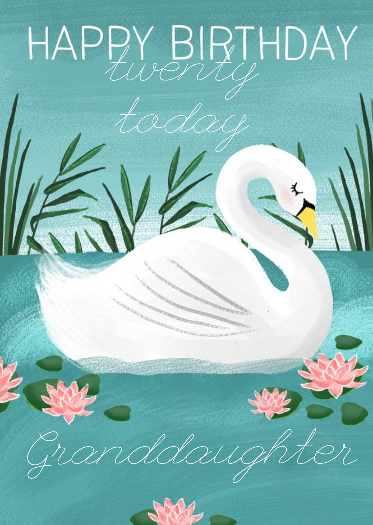 Okey Dokey Design Okey Dokey Cute Illustrated Swan Granddaughter Birthday Card Ecard