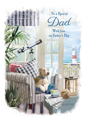 Puppy At The Seaside Father's Day Card