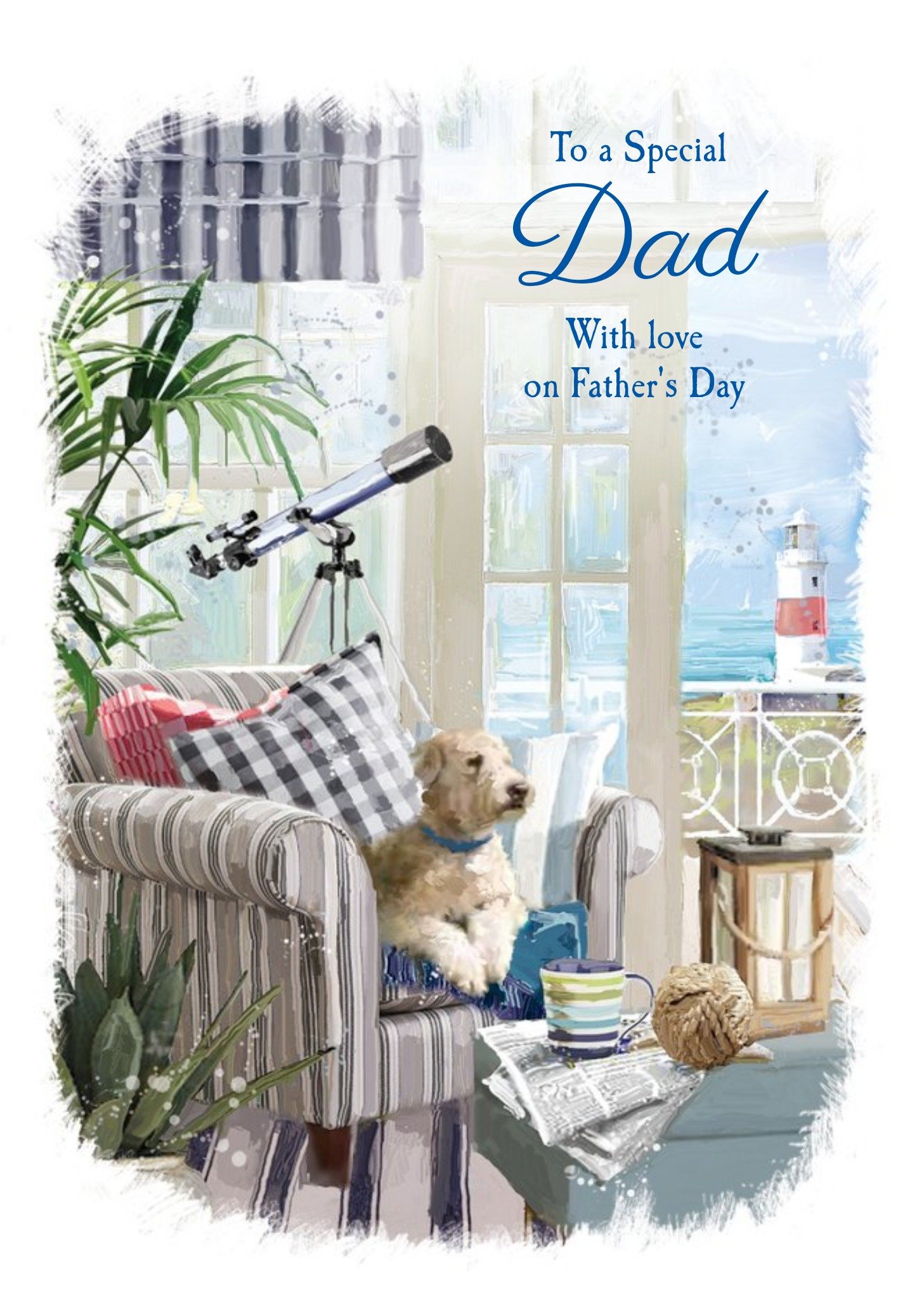 Ling Design Puppy At The Seaside Father's Day Card, Large