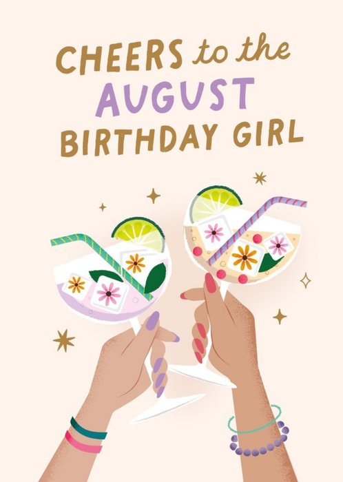Cheers To The August Birthday Girl Card