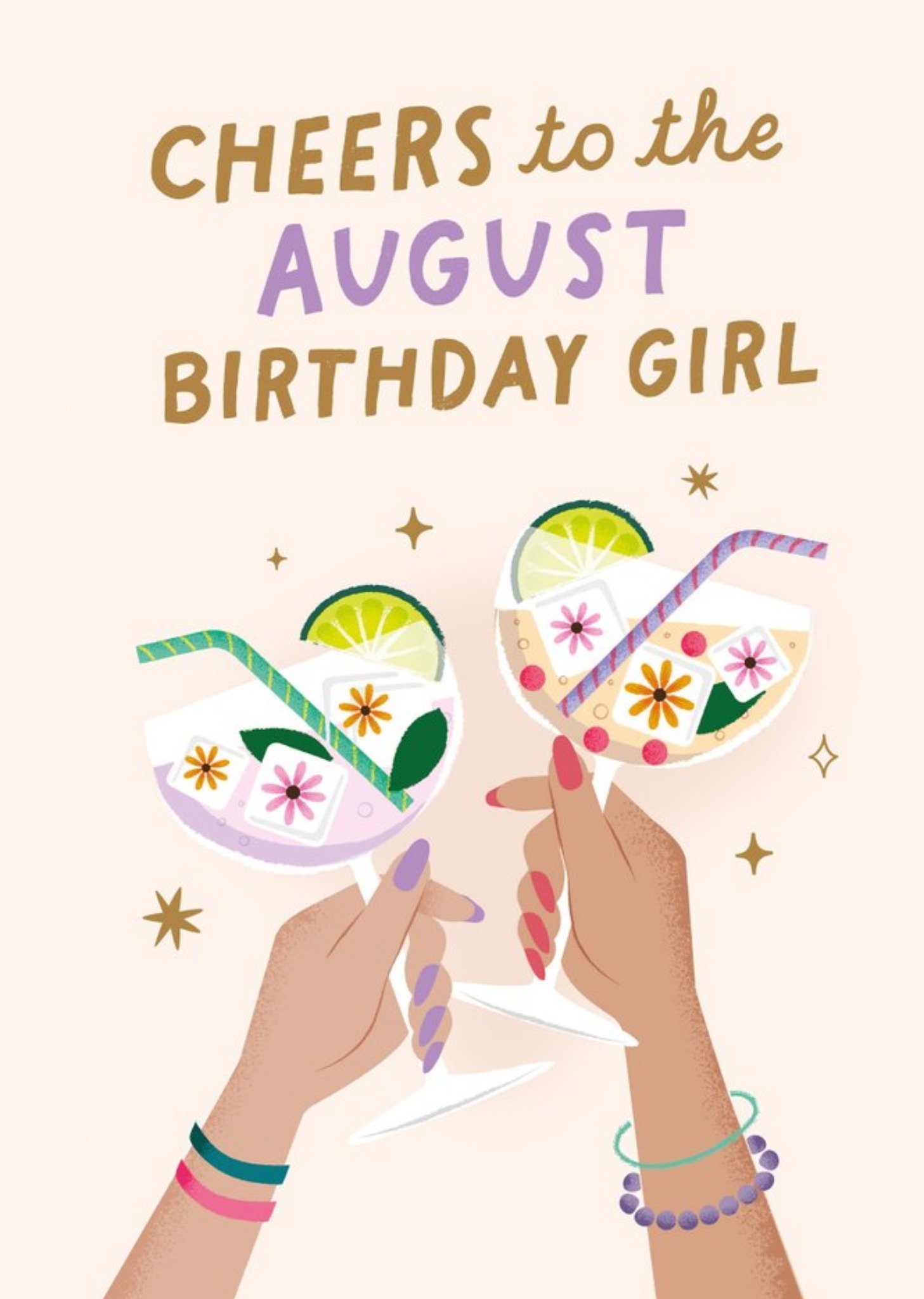 Friends Cheers To The August Birthday Girl Card Ecard