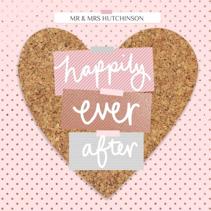 Happily Ever After Cork Heart Personalised Card