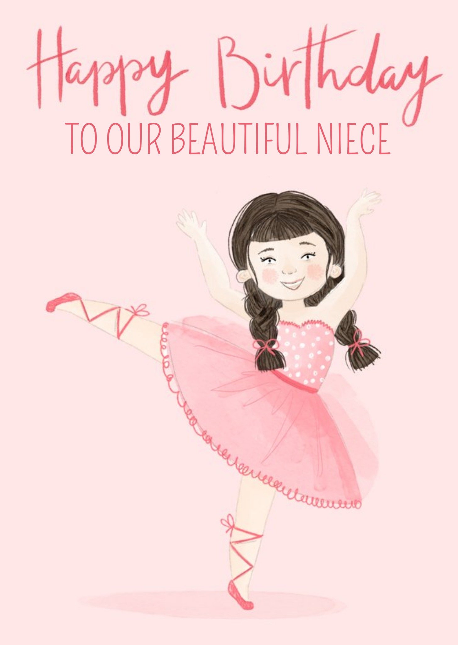 Okey Dokey Design Cute Ballerina Illustration Beautiful Niece Birthday Card, Large