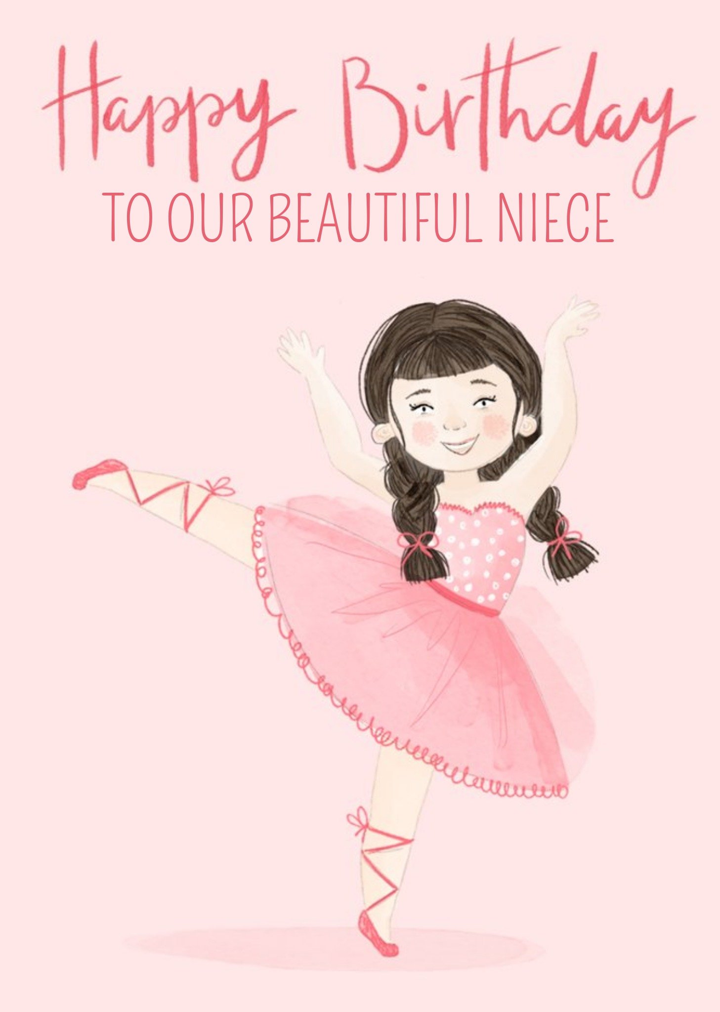 Okey Dokey Design Cute Ballerina Illustration Beautiful Niece Birthday Card Ecard