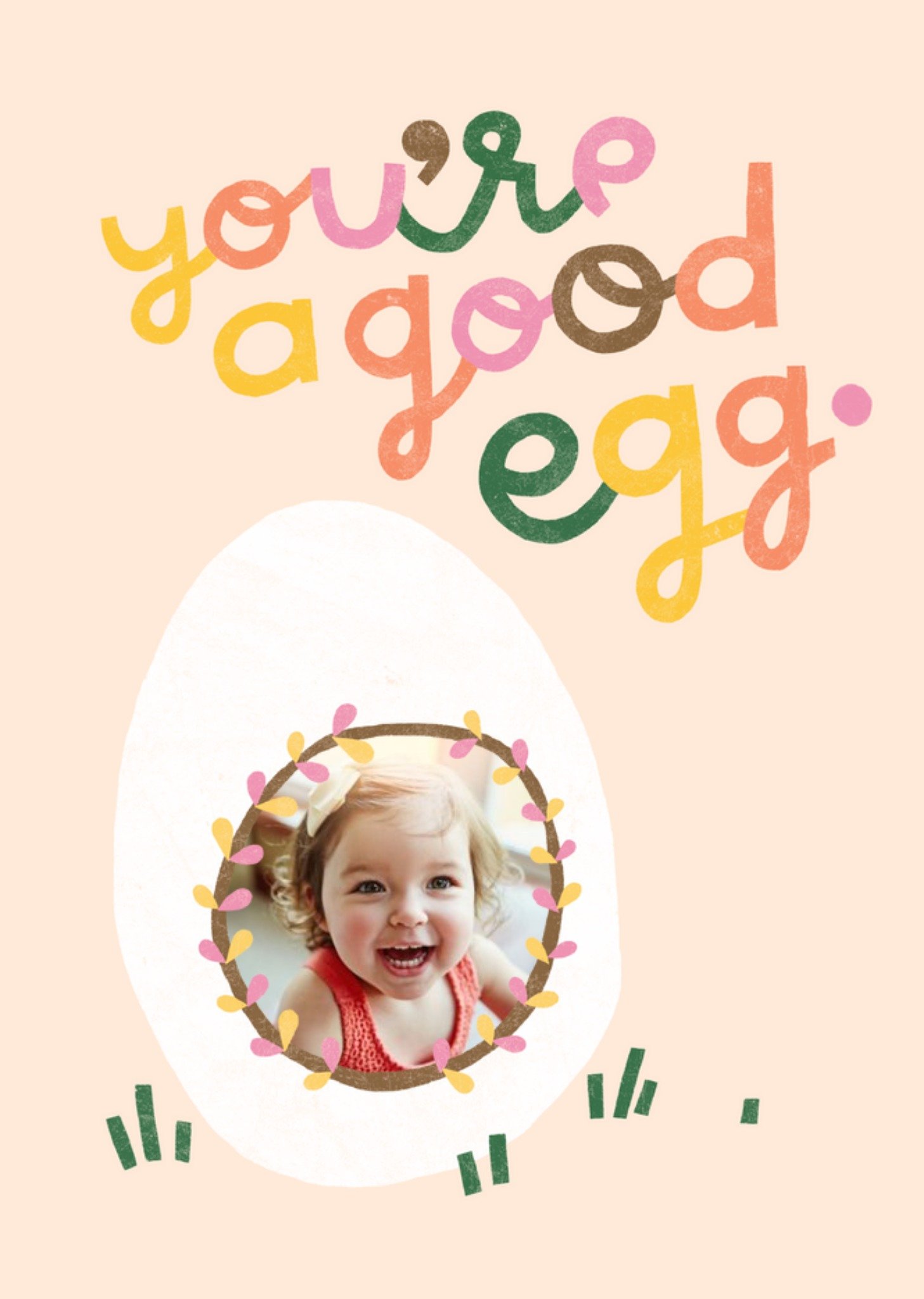 Moonpig Cute Illustrated Egg Photo Upload Typographic Easter Card, Large