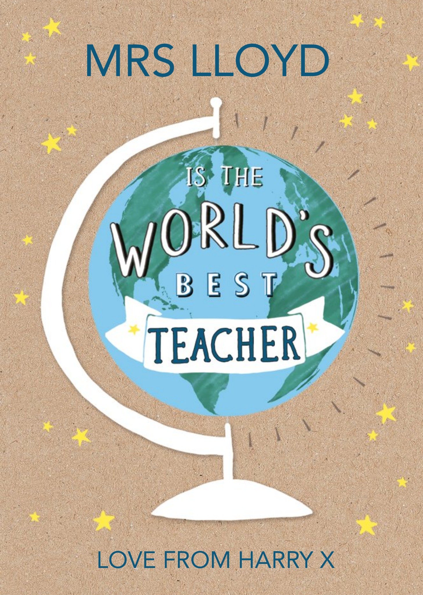 Illustration Of A Globe World's Best Teacher Card Ecard