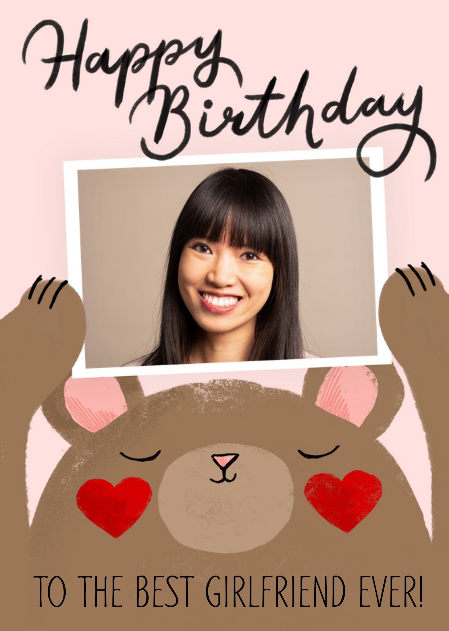 Okey Dokey Design Okey Dokey Illustrated Teddy Bear Happy Birthday Photo Upload Card Ecard