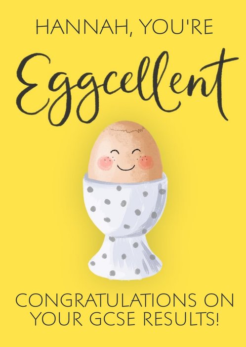 Illustration Of A Smiling Egg On A Yellow Background Congratulations On Your Exams Card
