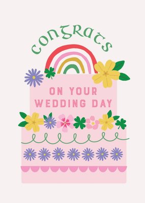 Natalie Alex Designs Illustrated Rainbow Cake Wedding Day Card