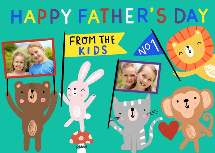 Cute Animals Happy Fathers Day From The Kids Card