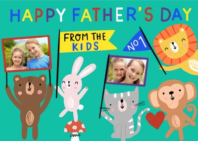 Cute Animals Happy Fathers Day From The Kids Card