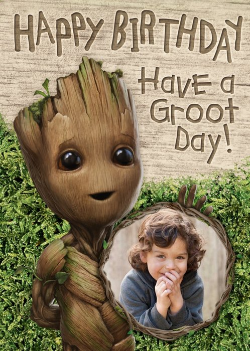 Illustration Of Groot With A Circular Photo Frame I Am Groot Photo Upload Birthday Card