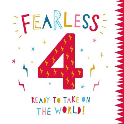 Fearless Four Ready To Take On The World Red Four Birthday Card